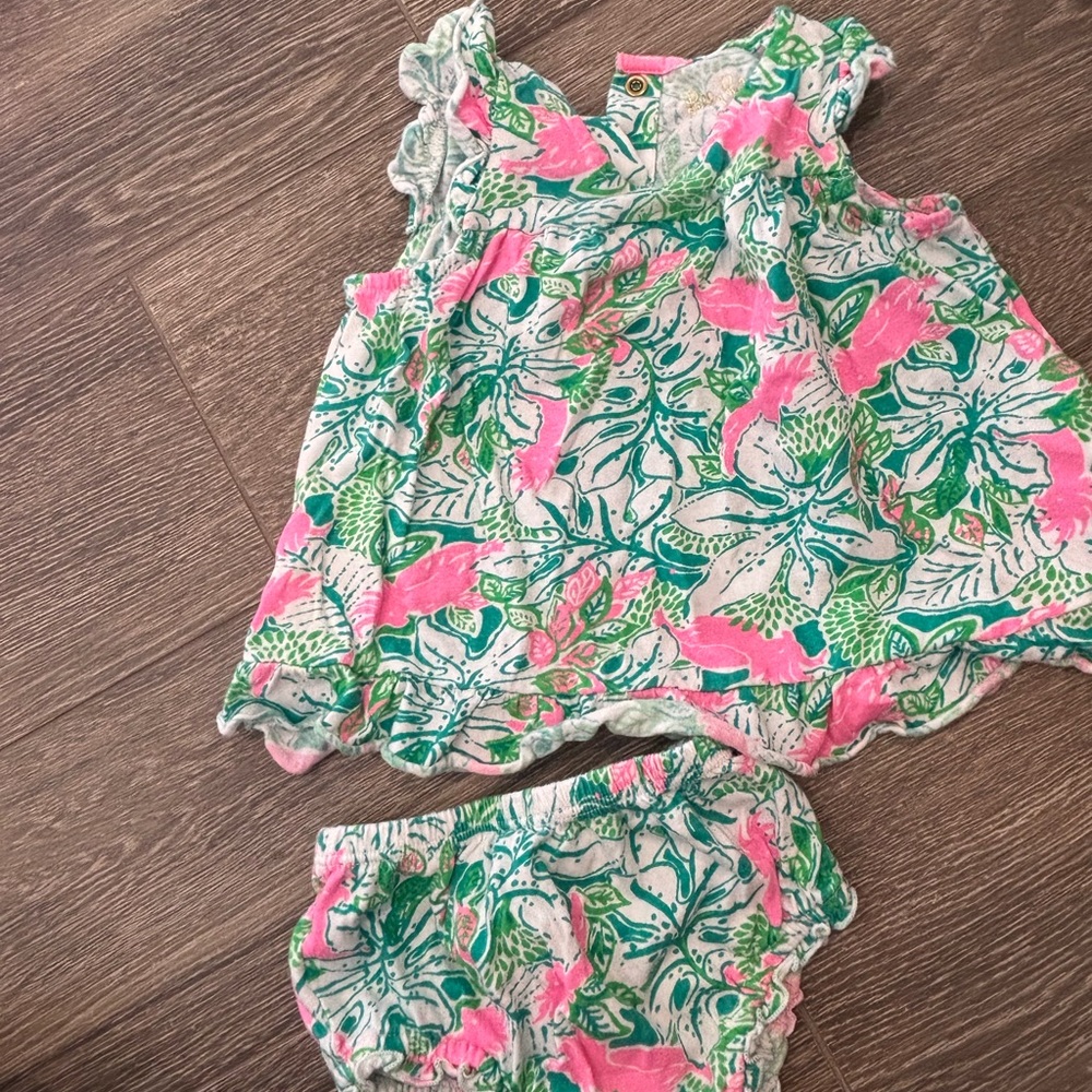 Lilly Pulitzer Pink and Green Baby Outfit